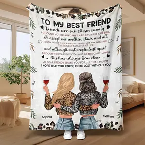 Best Friend Letter Pattern Soft Blanket, Heartwarming Blanket Gift, 1 Count Air-conditioned Room Blanket, Warm Nap Blanket for Home Office Travel Camping