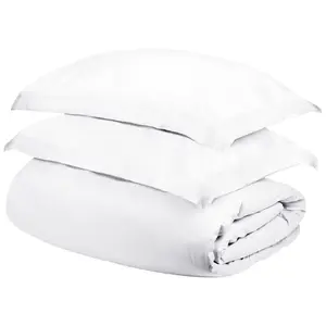 HomeRoots 528311 Cotton Blend 400 Thread Count Washable Duvet Cover Set, White - Queen Size
