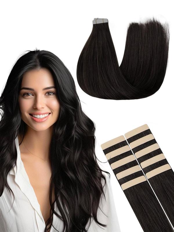 20 Inch Long Straight Glue Hair Extension, Invisible Seamless Straight Hair Extensions, Fusion Hair Extensions, Fashionable Natural Fluffy Synthetic Hairpiece for Women & Girls, Glossy Hair Bundles, Synthetic Soft Hairpieces