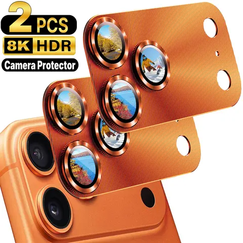 2-Pack Full Coverage Camera Lens Protector for iPhone 17 16 15 Pro Max Pro Plus Air, Upgraded 4th Gen Integrated HD Tempered Glass, Strong Adhesion, Case Friendly
