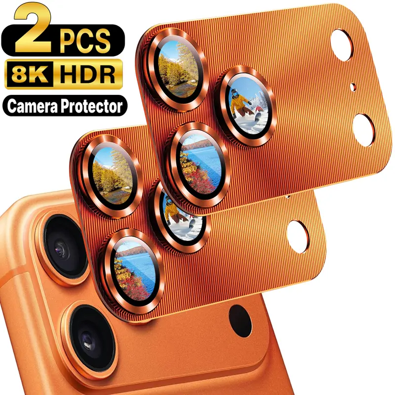 2-Pack Full Coverage Camera Lens Protector for iPhone 17 16 15 Pro Max Pro Plus Air, Upgraded 4th Gen Integrated HD Tempered Glass, Strong Adhesion, Case Friendly