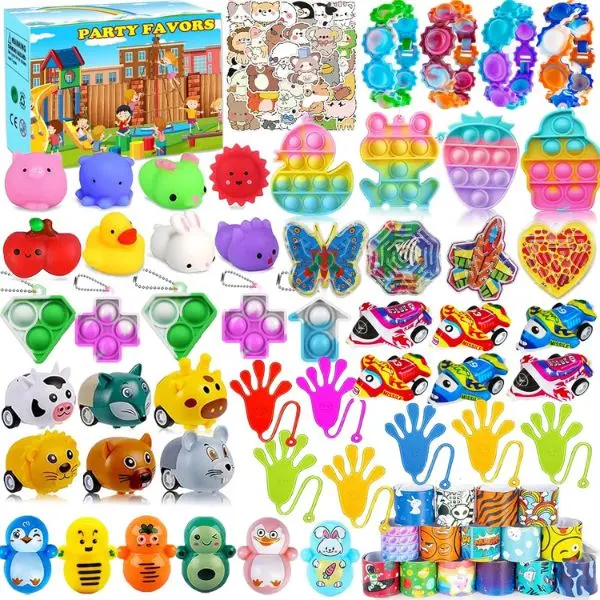 126 Fun Pieces Kids Valentine Fidget Toys - Gifts for Boys & Girls, Birthday Party Fill, Classroom Prizes, Pinata Fillers, Easter Basket Stuffers, Goodie Bag Supplies, Carnival Party Essentials