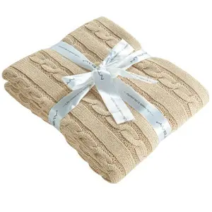 NTBAY 100% Pure Cotton Cable Knit Toddler Blanket, Super Soft Warm Breathable Baby Blanket for Crib, Stroller, Nursery, Travel, Newborn