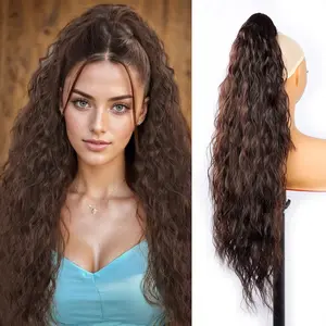 28 inch Claw Clip Ponytail Extensions Long Pony Tail Hair Piece Wavy Curly Synthetic Hairpieces for Women Daily Party Use Glueless Deep Wave Clip Ins