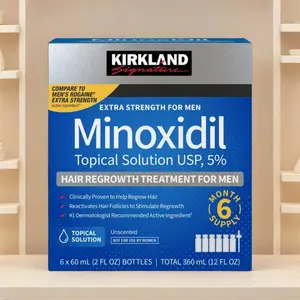 Kirkland Signature Hair Regrowth Treatment Extra Strength for Men, 5% Minoxidil Topical Solution, 2 fl oz, 6-pack Haircare Haircare Clinically Proven Daily Scalp Stimulator