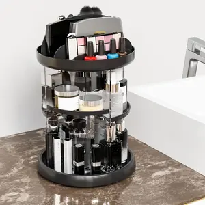 Rotating Make up Organizers for Counter,Spinning Organizer for,Rotating Perfume Organizer,Lazy Susan Organizer for Beauty Product,Spin Skin Care Rack,Black