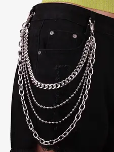 Punk Style Multi-layer Pants Chain, Fashionable Stainless Steel Pants Chain for Men & Women, Trendy All-match & Exquisite Clothes Accessories for Birthday Gift, Ball Chain, Adjustable Waist Chain, Waist Chain Accessory