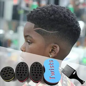4PCS Hair Care Tool for Men and Women Big Holes Magic Sponge Brush for Wave, Coils, and Afro Hair Haircare Heatless