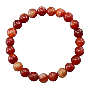 Unisex Natural Red Stripe Agate Bracelet - Daily Wear Fashion Accessory for Vitality, Fortune, Emotional Stability