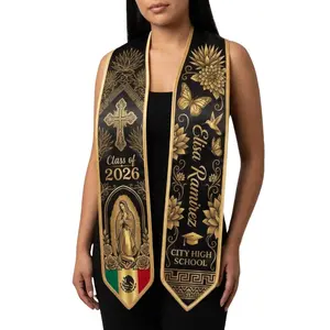 Custom Mexican Graduation Stole Class of 2026 Printed Sash, Personalized Name School Stole, Latina Flag Graduation Gift