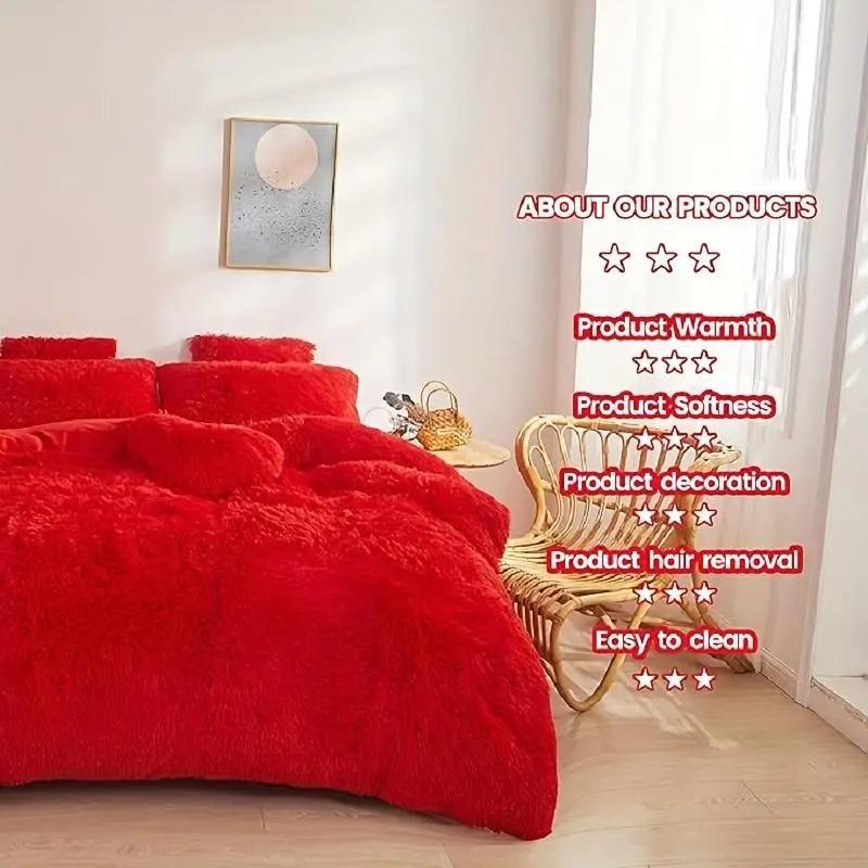 4pcs Soft Fluffy Bedding Set Comforter Set: 2 Pillowcases, 1 Duvet Cover & 1 Bed Sheet, Ideal for Cozy Comfort(QUEEN, KING SIZE) | Inner NOT Included 4pcs Soft Fluffy Bedding Set Comforter Set: 2 Pillowcases, 1 Duvet Cover & 1 Bed Sheet, Ideal for Cozy Comfort(QUEEN, KING SIZE) | Inner NOT Included