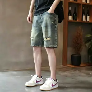 Men's Vintage Tinted Distressed Denim Shorts,Mud Wash Ripped Jorts,90s Grunge Rockstar Relaxed Fit Shorts,Archive Streetwear Skater Jean Shorts summerwins,summerwins