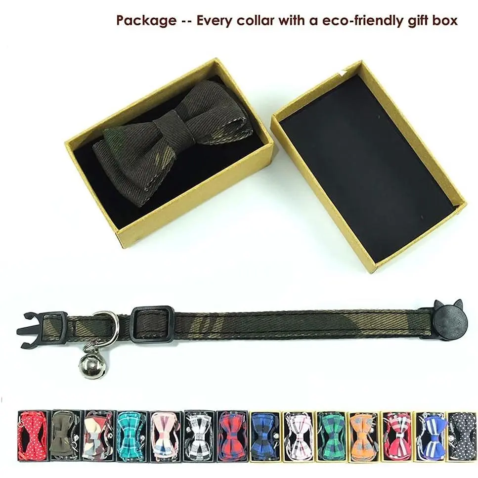 Cat Collar Bowtie with Bell, Quick Release Buckle Safety and Durable Kitties Kittens Cats Breakaway Collar(6.8-10.8in) (Camouflage 2) Cat Collar Bowtie with Bell, Quick Release Buckle Safety and Durable Kitties Kittens Cats Breakaway Collar(6.8-10.8in) (Camouflage 2)