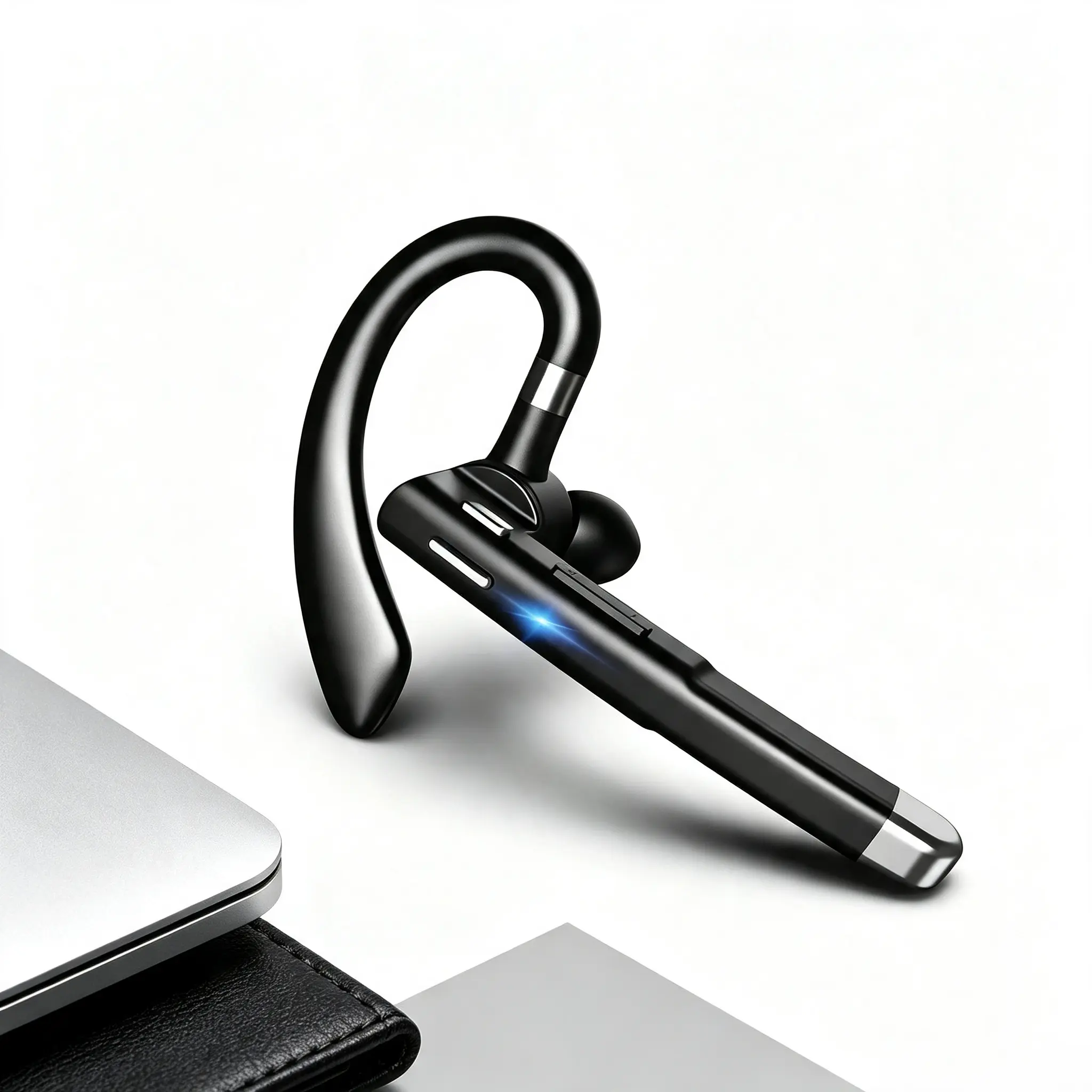Wireless Mono Earbud Electronic Ear Hook Earphones - Noise-Cancelling Microphone, Long-Lasting Battery, Dual Bluetooth Wireless Headphones for Truck Drivers, Commuting, Compatible with Android & iOS Audio Devices