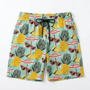 Men's Pineapple Pattern Quick-Drying Loose-Fit Plus-Size Mid-Length Swim Trunks, Ideal for Seaside & Beach Vacations, Summer Vibes summerwins