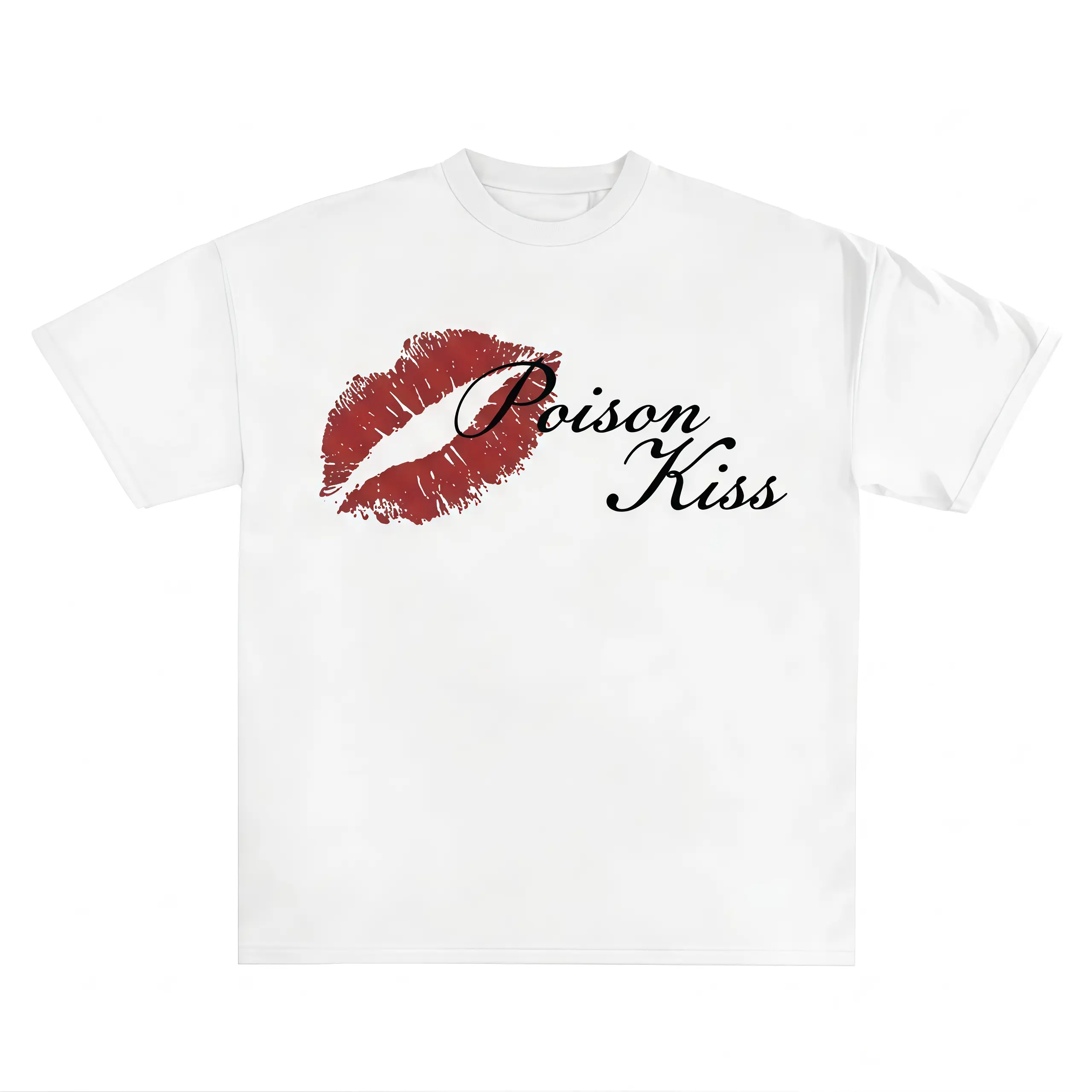 Y2K Red Kiss Graphic T-Shirt | Vintage lips print short sleeve Shirts | aesthetic dark romance | Men's Summer OOTD Graphic Print Tee Top & Shirt | Classic Soft Breathable Casual Cotton Crewneck Streetwear Tshirt | Menswear & Womenswear Gift
