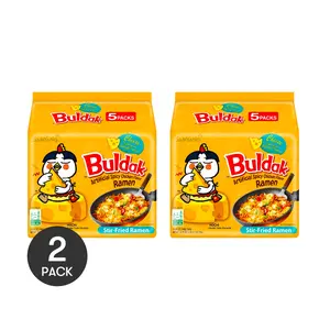 2Packs SAMYANG Korean Buldak Noodles Stir-Fried Ramen - Hot Chicken Flavor with Cheese, 5 Packs* 4.93oz/Pack【Trending on TikTok】