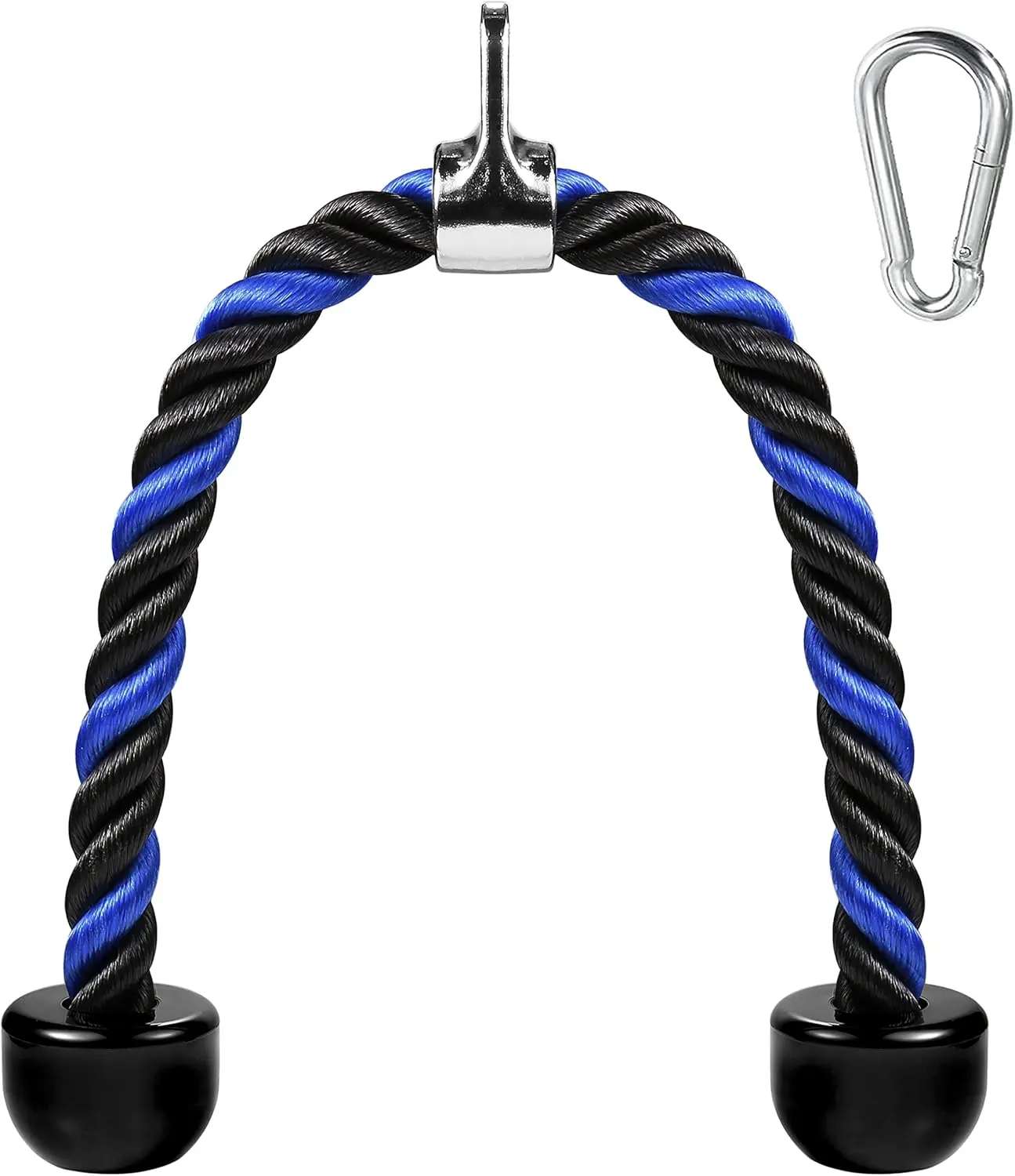 Heavy Duty Tricep Rope Pull Down Attachment, Braided Nylon with Non-Slip Ends in 27 & 36 Inch Fixed Lengths for Gym & Home Workout, Workout Equipment, Nylon Braid, Secure Grip, Tricep Focus, Functional, Easy Carry, Exercise Equipment, Cable Pull-Down, Blu