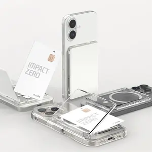 Transparent Magnetic Card Holder Wallet Case for iPhone Samsung Xiaomi, Magsafe Clear Magnet Cover, Cards Sleeve Bracket