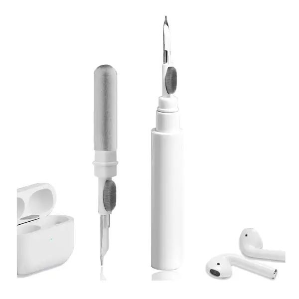 3-in-1 Earbuds Cleaning Pen Kit – AirPods Cleaner with Metal Tip, Soft Brush & Flocking Sponge for Earphones, Charging Case, iPhone, Camera, Keyboard & Bluetooth Headphones