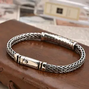 Braided Keel Chain Bracelet for Men Vintage Link Bracelets Trendy Hip Hop Male Jewelry Gift for Boyfriend