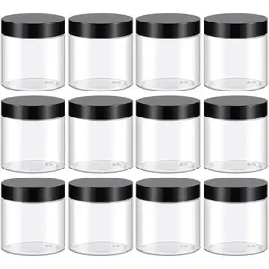 4 Oz Plastic Container Jars with Lids BPA Free, Empty Round Clear Cosmetic Containers Plastic Slime Jars for Lotion, Cream, Ointments, Body Butter, Makeup, Travel Storage (12 Pack)