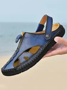 Men's Casual Plain Color Sport Sandals, Fashionable Round Toe Sandals for Summer, Lightweight Breathable Comfortable Shoes for Daily Wear, Casual Outdoor Sandals