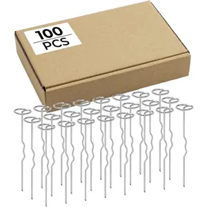 100 count Heavy Duty Landscape Staples, 6 Inch Galvanized Garden Stakes with Circle Top W-Shaped Ground Pins for Weed Barrier Fabric, Securing Sod, Artificial Turf & Landscaping