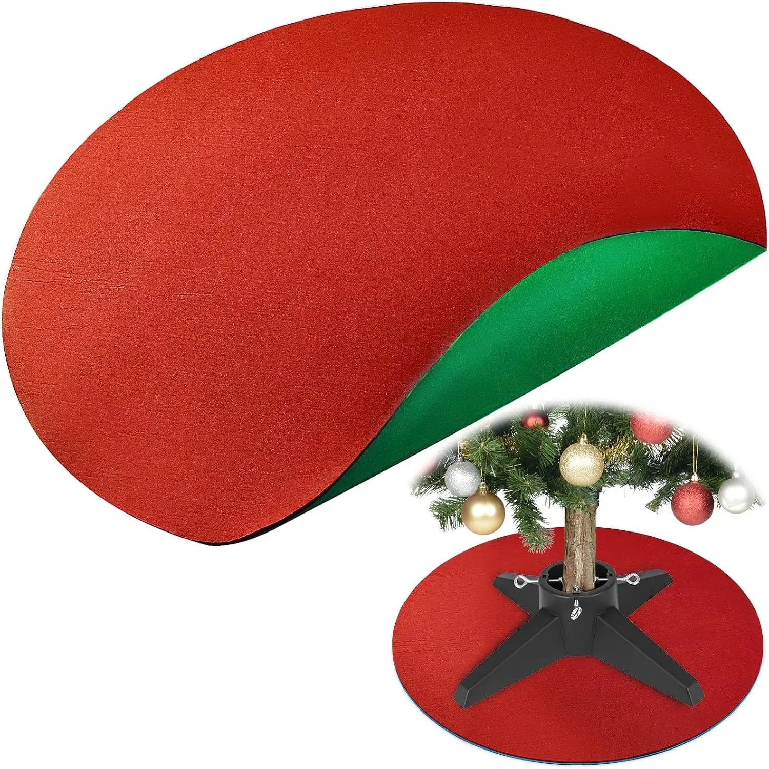 Reversible Christmas Tree Stand Mat, 36 Inch Round Christmas Tree Floor Protector Red and Green Christmas Tree Pad Felt Xmas Tree Mat for Under Christmas Tree to Protective Floor