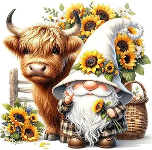 Highland Cattle Painting Kits for Adults Beginners Art Kits for Adults Sunflower Round 5D Painting Kit Arts for DIY Crafts  Wall Decor 14x14inch
