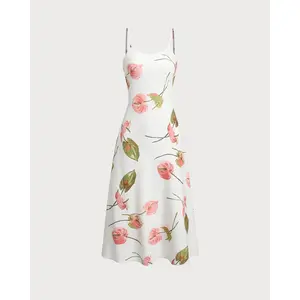 White Floral Slip Midi Dress