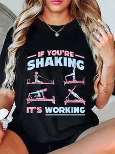 100% Cotton Unisex Pilates Yoga Lifestyle Mind Exercise Gift Women Funny Pilates Round Neck Short Sleeve T-Shirt Women's Men Graphic Tee