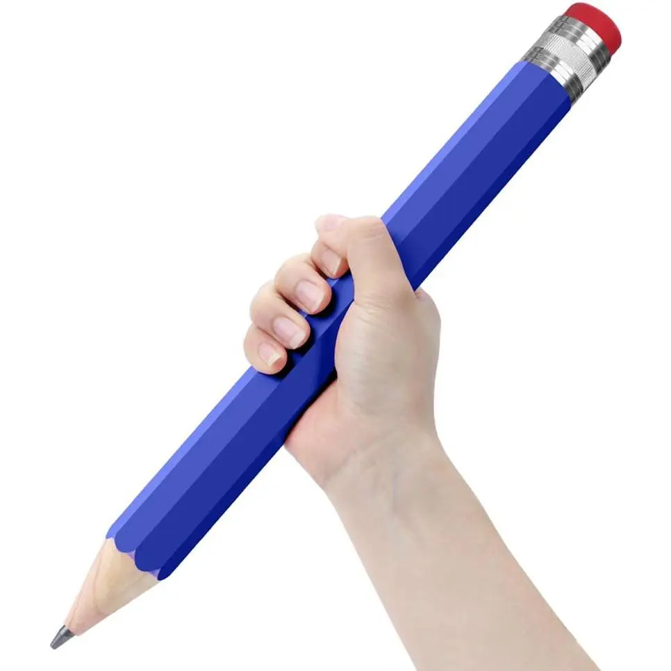 Giant Pencils for Prop/Gifts/Decor - 14 Inch  Wooden Big Novelty Pencil with Cap for Schools and Homes (Blue)