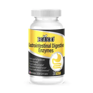 EGUOO Gastrointestinal Digestive enzyme 30 Tablets (1 Bottle) - Organic Prebiotics & Multi Enzymes for Digestive Health & Gut Health - Gut Cleanse