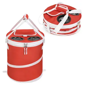 Tirrinia Large Pop-Up Cooler Bag- Insulated Collapsible Cooler with Flat Drink Table, Lightweight and Portable Ice Round Cooler for Travel, Fishing, Picnics, Hiking, Camping and Beach,Black