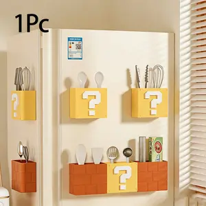 1pcs Creative Refrigerator Magnetic Absorbent Box for Kitchen Storage, Plastic Wrap, Straws, Wall Mounted Magnetic Shelf for Utilities
