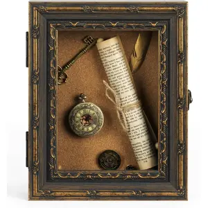 Shadow Box Display Case 8x10,  Shadow Box Picture Frame with Pins and Tapes for Wedding Bouquet Memorabilia Medals Photos  Items, Warm  for Mom Sister  (Black )