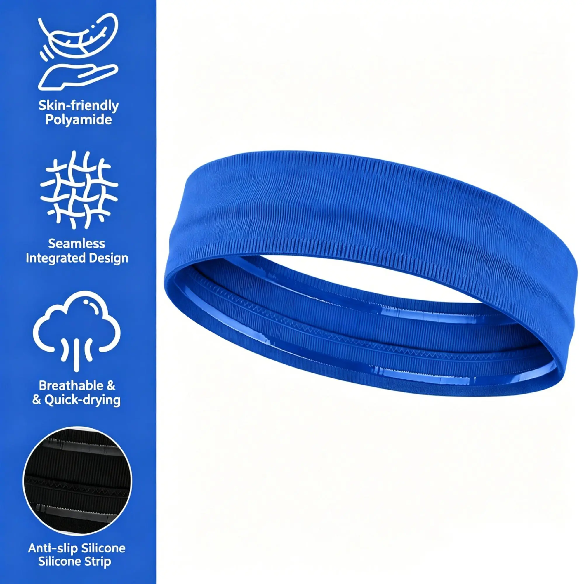 Premium Elastic Nylon Sport Headbands - Unisex Anti-Slip Quick-Dry Sweat Band for Running, Gym, Yoga - Moisture-Wicking Sports Accessory