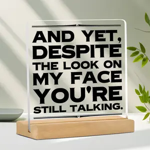 Funny Office Desk Decor Gift for Colleagues, Cute Acrylic Sign, Inspirational Desktop Decoration for Men & Women, Unique Workplace Accessory