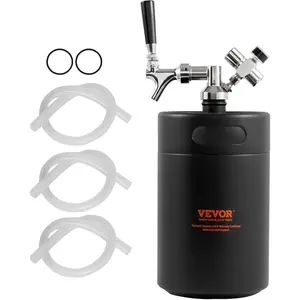 Father's Day Gift VEVOR Beer Growler Tap System, 170Oz 5L Mini Keg, 304 Stainless Steel Pressurized Beer Growler, Keg Growler with Pressure Display, CO2 Regulator Faucet, Leak-Proof Ring For Draft, Homebrew, Craft Beer