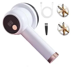 Electric Lint Remover with LED Display, Rechargeable Fabric Shaver, 6-Blade, 3-Speed Defuzzer for Clothes, Upholstery, Furniture