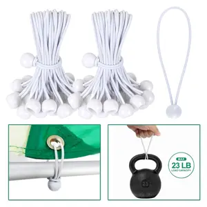 51PCS White Bungee Cords 6 Inch Heavy Duty Outdoor with Balls for Tarp Tie Down Shelter Camping Cargo Tent Poles Max 23 LB Load Capacity
