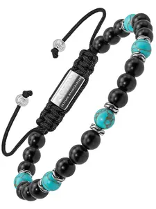 RTZN Turquoise & Black Onyx Beaded Bracelet - Navajo