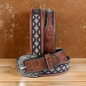 Genuine Leather Beaded Western Heavy Duty Belt, Custom Personalized Rodeo belt For Cowboy Cowgirl
