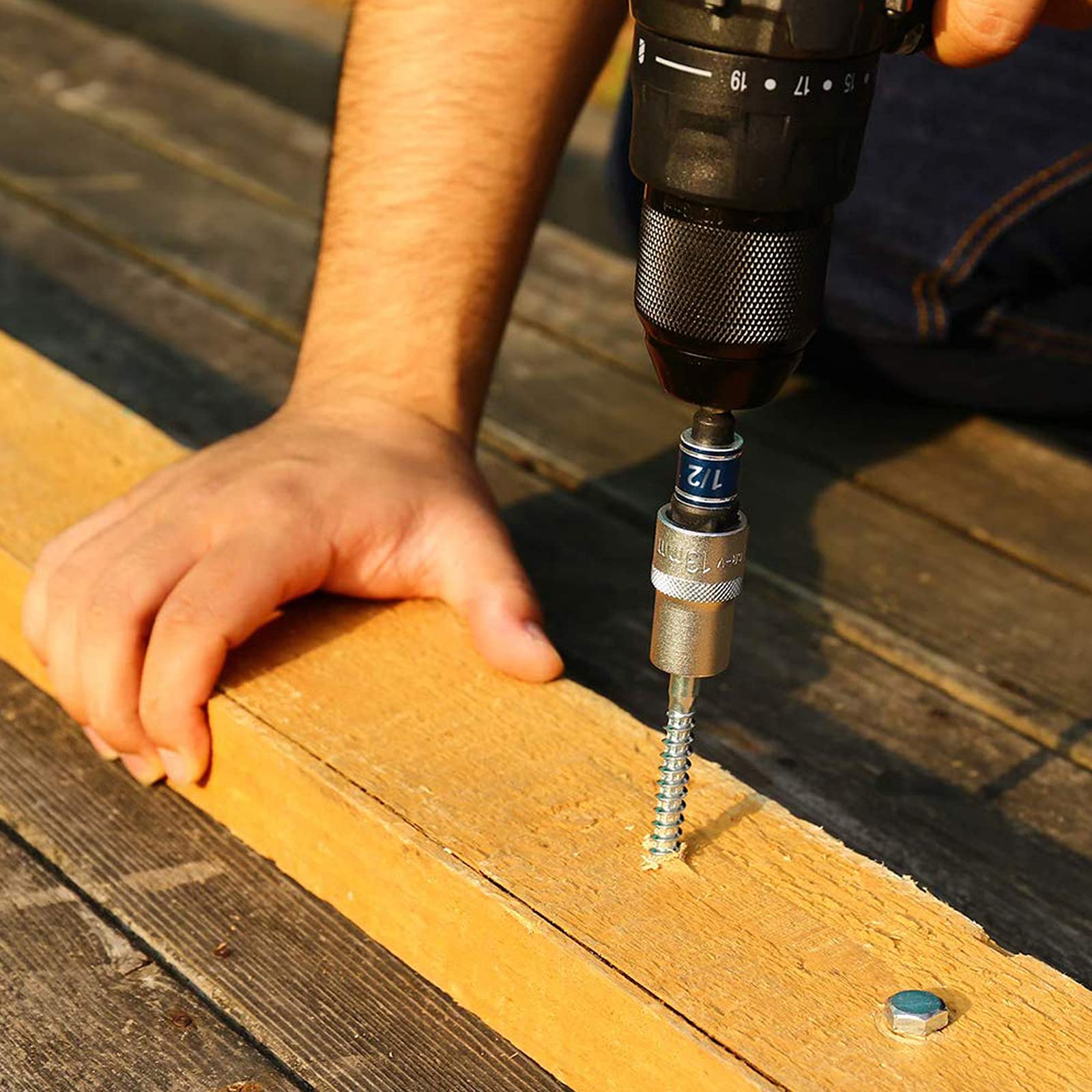 Universal Socket Adapter Set 3PCS, 1/4" 3/8" 1/2" Hex Shank Impact Socket Wrench Adapter for Power Drill, Impact Driver, Ratchet & Nut Driver Tool