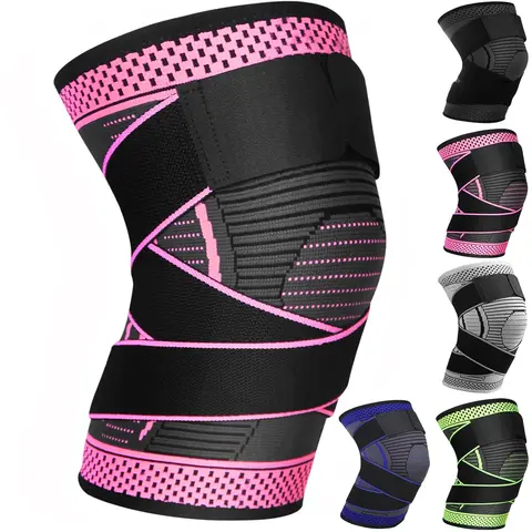 Unisex Sports Knee Brace with 3D Knitting Technology - 1-Pack Adjustable Patella Band Compression Sleeve, Anti-Slip Breathable Stabilizer for Meniscus Tear, Arthritis, Ready for Basketball, Cycling, Hiking (Rose Red, X-Large)