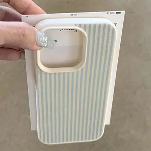 Simple Blue Striped Phone Case, Full Body Shockproof Protective Tpu Cover, Fits iPhone 11/12/13/14 Pro/15 Plus/15/16/17 Pro Max/air, Anti-Slip Lightweight, Cellphone Smartphone Protection Accessories