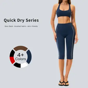 Tenwolf women’s racerback 3/4 athletic set—a yoga two-piece that can be worn as a layer or on its own. Highly elastic, skin-friendly fabric with a racerback design for a flattering silhouette; breathable and cool. Versatile for yoga, weightlifting, runnin