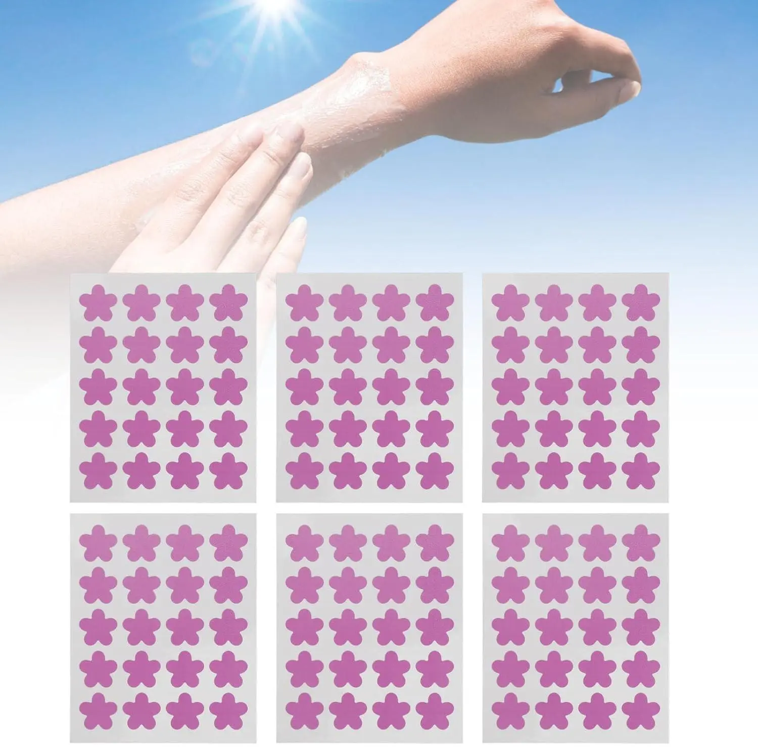 UV Stickers for Sunscreen, 120 Count: UV Detection Stickers, Sweat & Waterproof, UV Activated Sunscreen Stickers. Wear All Day Safely. Changes Color to Help Prevent Sunburn