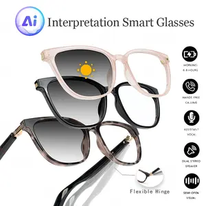 AI Interpretation Smart Glasses with Real-Time Translation Photochromic Lenses Bluetooth Audio 3 Colors for Travelers Business Professionals Students Ideal for International Meetings Language Learning Daily Commutes Christmas Deal